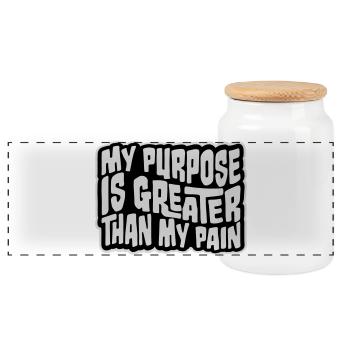 My Purpose Is Greater Than My Pain Sinn Zitat Logo - Panorama Keksdose mit Holzdeckel - Weiß - Vorne