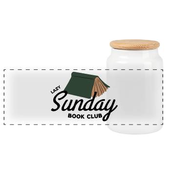 Lazy Sunday Book Club Vintage Aesthetic  - Panorama Keksdose mit Holzdeckel - Weiß - Vorne