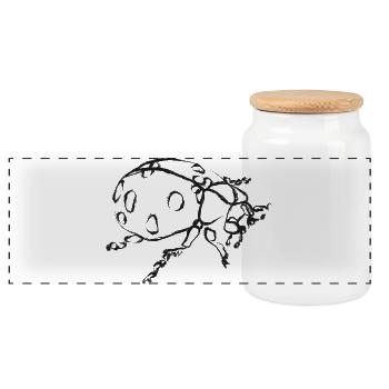 Schwarze Marienkäfer – Insektenillustration - Panorama Keksdose mit Holzdeckel - Weiß - Vorne