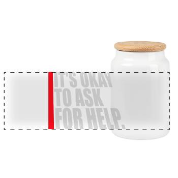 It's Okay To Ask For Help Help Questions Saying Logo - Panoramic Cookie Jar with Wooden Lid - white - Front