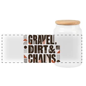 Chaînes de gravier en terre - Boîte à biscuits avec couvercle en bois - blanc - Devant