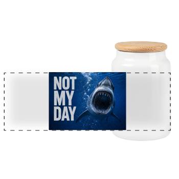 Hai Not My Day - Panoramic Cookie Jar with Wooden Lid - white - Front