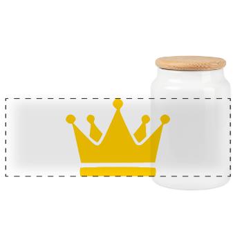 Crown Birthday Gift - Panoramic Cookie Jar with Wooden Lid - white - Front