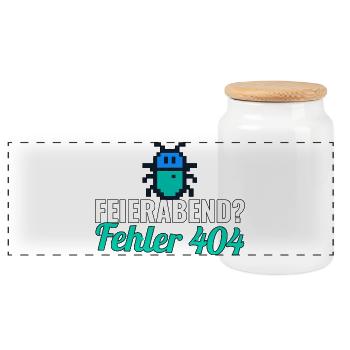 Feierabend? Fehler 404 – Shirt für Entwickler - Panorama Keksdose mit Holzdeckel - Weiß - Vorne