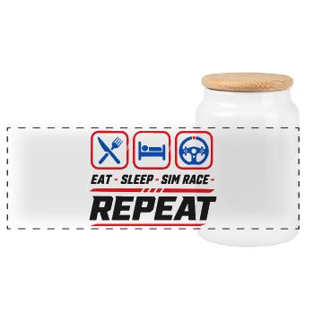 Répétition de la course Sleep Sim pour les fans de sim racing - Boîte à biscuits avec couvercle en bois - blanc - Devant