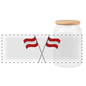 Österreichische Flagge - Panorama Keksdose mit Holzdeckel - Weiß - Vorne