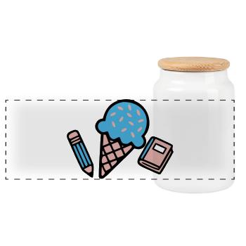 Eiscreme Buch Stift Icon - Panorama Keksdose mit Holzdeckel - Weiß - Vorne