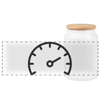 Performance-Tachoter-Liniensymbol - Panorama Keksdose mit Holzdeckel - Weiß - Vorne