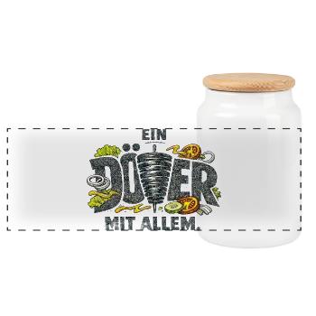 Ein Döner mit allem. - Panorama Keksdose mit Holzdeckel - Weiß - Vorne