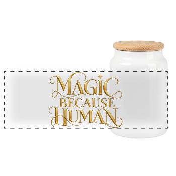 Magic Because Human - Panorama Keksdose mit Holzdeckel - Weiß - Vorne