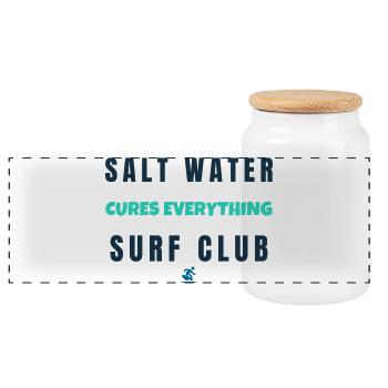 Salt Water Cures Everything Surf Club - Panorama Keksdose mit Holzdeckel - Weiß - Vorne