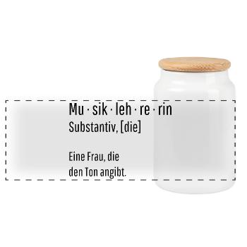 Musiklehrerin Substantiv Definition Musik Geschenk - Panorama Keksdose mit Holzdeckel - Weiß - Vorne