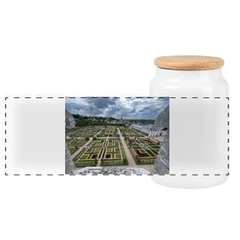 Der Ziergemüsegarten - Panorama Keksdose mit Holzdeckel - Weiß - Vorne