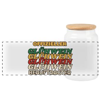 Offizieller Glühwein-Beauftragter - Retro - Panorama Keksdose mit Holzdeckel - Weiß - Vorne