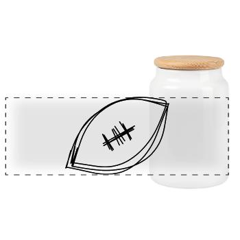Football handgezeichnet - Panorama Keksdose mit Holzdeckel - Weiß - Vorne