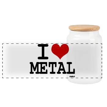 I love metal - couleurs personnalisables - Boîte à biscuits avec couvercle en bois - blanc - Devant