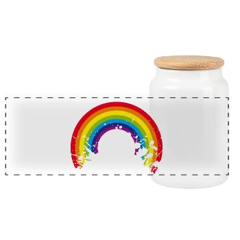 rainbow regenbogen - Panorama Keksdose mit Holzdeckel - Weiß - Vorne