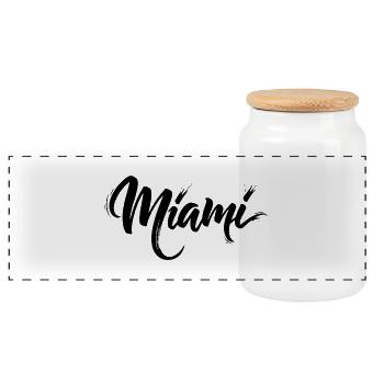 Miami - Panorama Keksdose mit Holzdeckel - Weiß - Vorne