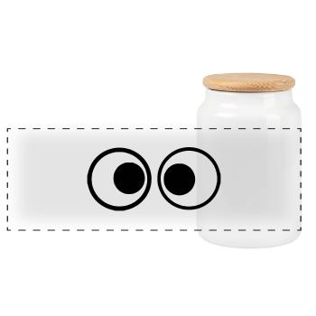 Eyes 1 - Panoramic Cookie Jar with Wooden Lid - white - Front