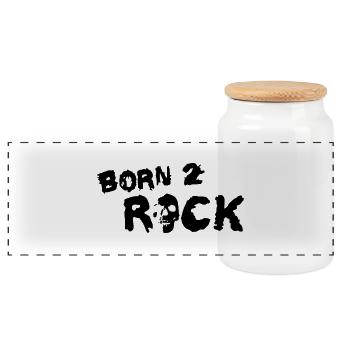 born_2_rock_b_1c - Boîte à biscuits avec couvercle en bois - blanc - Devant