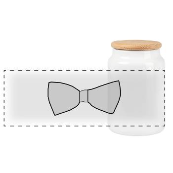 Faux noeud papillon blanc vectoriel - Boîte à biscuits avec couvercle en bois - blanc - Devant