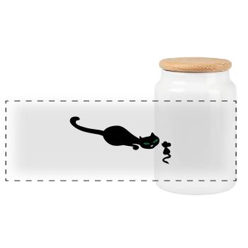 Chat rétro et la souris - Boîte à biscuits avec couvercle en bois - blanc - Devant