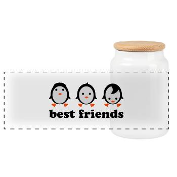 Best friends - Boîte à biscuits avec couvercle en bois - blanc - Devant