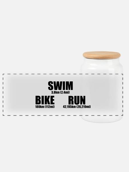 Triathlon Distance - Panorama Keksdose mit Holzdeckel - Weiß