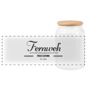 Fernweh_LogoShirt - Panorama Keksdose mit Holzdeckel - Weiß - Vorne