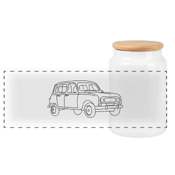 R4 (Auto) - Panorama Keksdose mit Holzdeckel - Weiß - Vorne