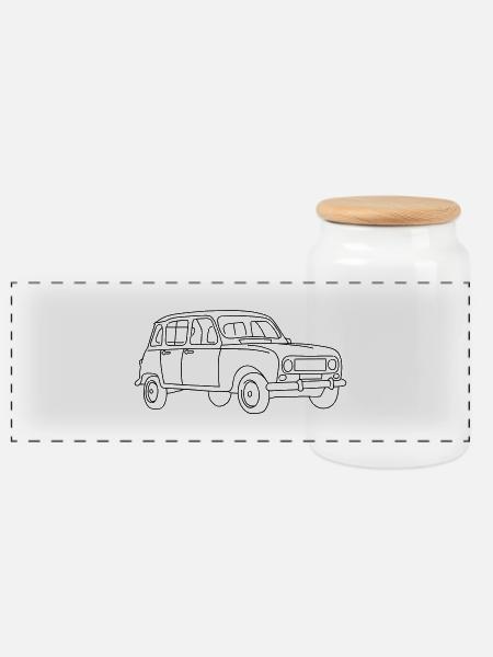 R4 (Auto) - Panorama Keksdose mit Holzdeckel - Weiß