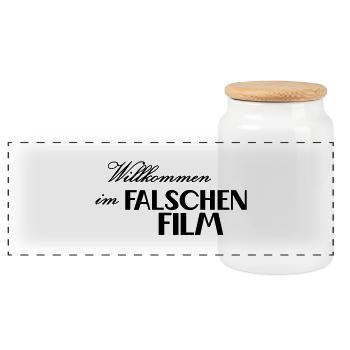 falscher Film - Panorama Keksdose mit Holzdeckel - Weiß - Vorne