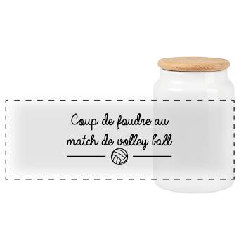 Coup de foudre au match de volley ball - Boîte à biscuits avec couvercle en bois - blanc - Devant