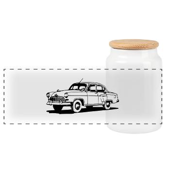 molumen-GAZ-21-2 - Panoramic Cookie Jar with Wooden Lid - white - Front