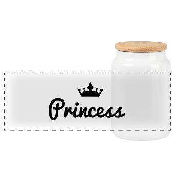 Princess Crown - Panorama Keksdose mit Holzdeckel - Weiß - Vorne