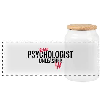 Wild psychologist unleashed - Panoramic Cookie Jar with Wooden Lid - white - Front