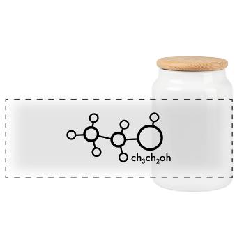 Alcohol (ch3ch2oh) - Panoramic Cookie Jar with Wooden Lid - white - Front