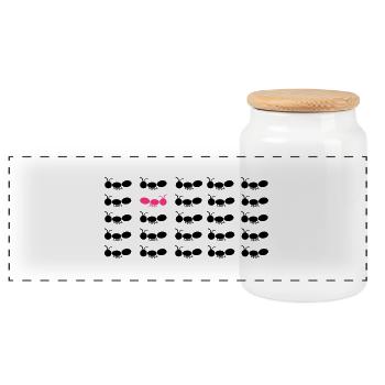 Be different ant pink - Panoramic Cookie Jar with Wooden Lid - white - Front