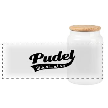 Pudel - Panorama Keksdose mit Holzdeckel - Weiß - Vorne