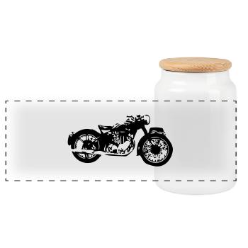 vieille moto2 - Boîte à biscuits avec couvercle en bois - blanc - Devant