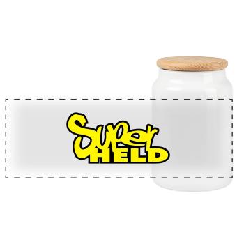 super-héros - Boîte à biscuits avec couvercle en bois - blanc - Devant