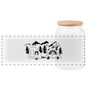 Elch Individuelle Illustration Skandinavien Gesche - Panorama Keksdose mit Holzdeckel - Weiß - Vorne