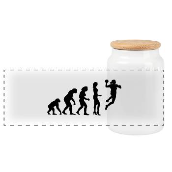 evolution_handball_spielerin_c_1c - Boîte à biscuits avec couvercle en bois - blanc - Devant