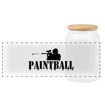 Paintball Logo modern - Panorama Keksdose mit Holzdeckel - Weiß - Vorne