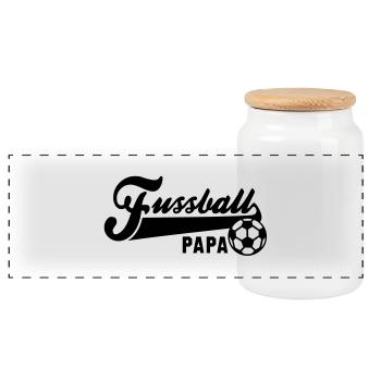 Fussball PAPA - Panorama Keksdose mit Holzdeckel - Weiß - Vorne
