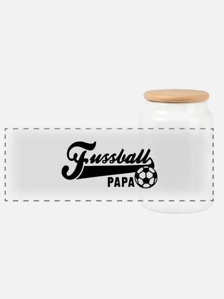 Fussball PAPA - Panorama Keksdose mit Holzdeckel - Weiß