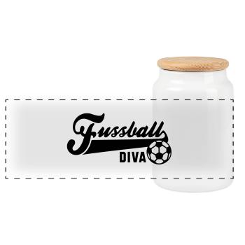 Fussball DIVA - Panorama Keksdose mit Holzdeckel - Weiß - Vorne