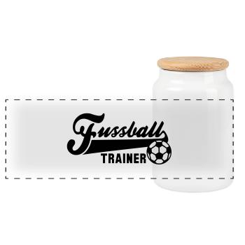 Fussball TRAINER - Panorama Keksdose mit Holzdeckel - Weiß - Vorne