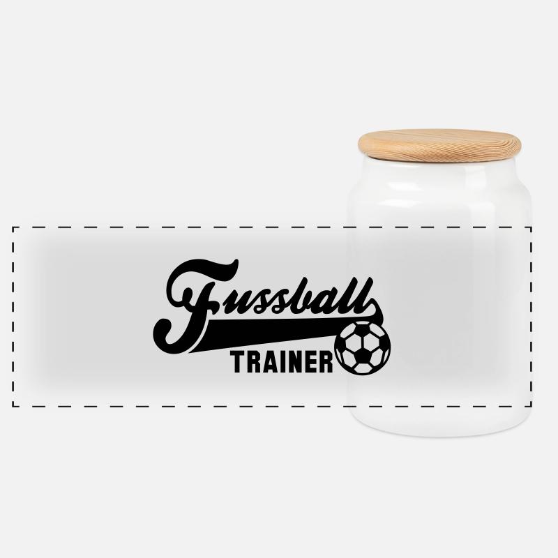 Fussball TRAINER - Panorama Keksdose mit Holzdeckel - Weiß