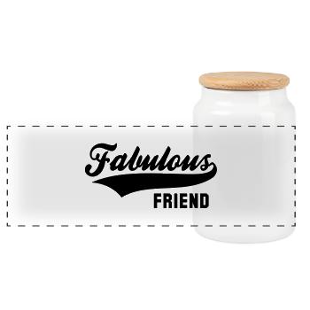 Fabulous FRIEND - Panoramic Cookie Jar with Wooden Lid - white - Front